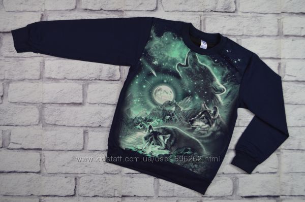 Джемпер двунитка без начеса Рисунок светится в темноте