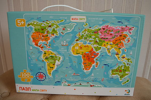 Пазл карта мира на 100 деталей