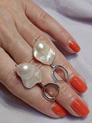 Серьги барокко барочный жемчуг белый кремовый 925