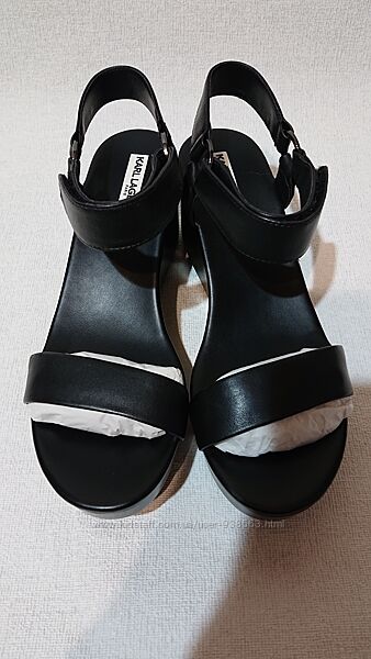 Женские кожаные босоножки karl lagerfeld 40 41 кожа сандалии танкетка