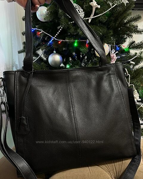 черная кожаная сумка Турция натуральная кожа вместительная базовая