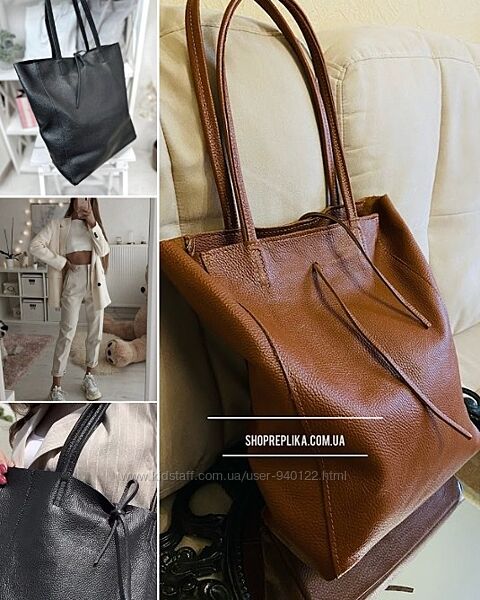 кожаная сумка шоппер мягкая сумка Итальянская базовая моделька Vera Pelle