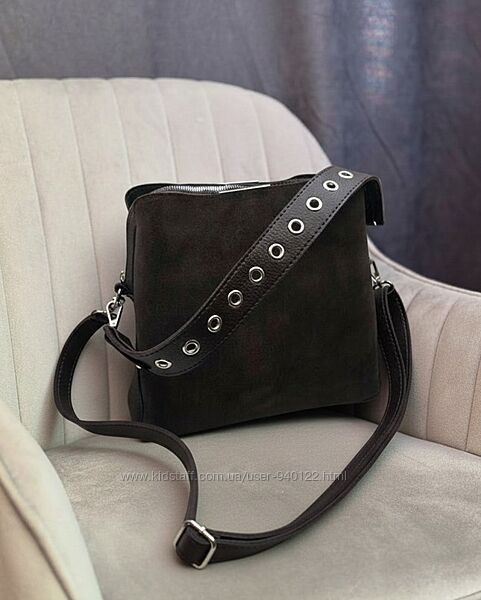 коричнева замшева сумка жіноча хобо DS196