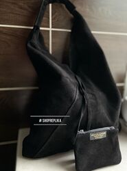 Сумка замшевая черная большая Италия сумка натуральный замш мешок шоппер