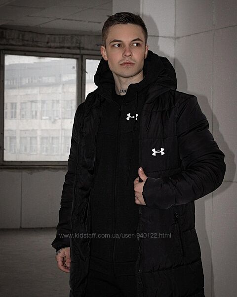 Чорний зимовий подовжений пуховик under armour до -30C