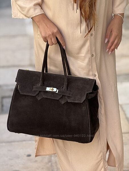 Замшевая сумка шоколад шопер IT сумка из натуральной замши коричневая