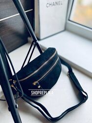 Поясна сумка замшева бананка середня Італійська Замша бананка через наплече