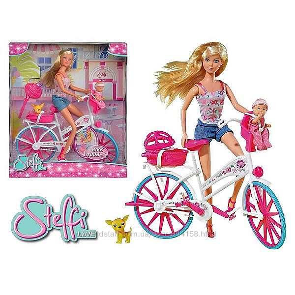 Кукла Штеффи с малышом и чихуахуа на велосипеде Simba 5739050 