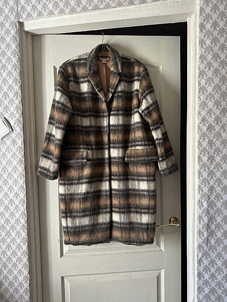 Шерстяное пальто кокон оверсайз h&m