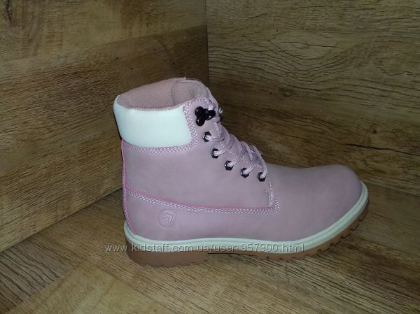 Женские зимние ботинки RESTIME в стиле timberland розовые