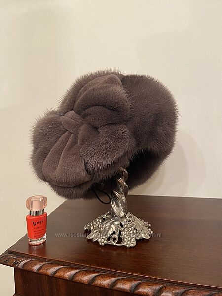 Канадская цельная норка Италия мягкая шарка берет с бантом