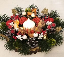 Новорічна композиція зі свічкою  Казковий декор, ручна робота