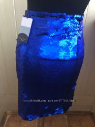 Роскошная синяя юбка в паетках от испанского бренда 1 в мире Zara 