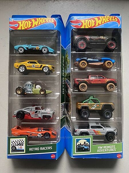 Набір 5 шт Hot Wheels Cars 5-Pack Retro Racers Машинки Хотвілз вантажівка