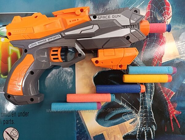 Бластер. Пістолет. типу Nerf Нерф, 6 пастронів