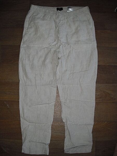 Мужские льняные штаны H&M р. eur 48