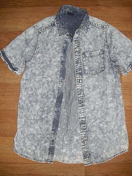 Джинсовая рубашка с коротким рукавом р. 158-164 на 12-14 лет