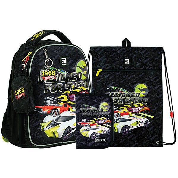 Шкільний набір Kite Hot Wheels SETHW24-555S рюкзак, пенал, сумка