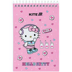 Блокнот на спіралі Kite Hello Kitty HK25-196-1, А6, 48 аркушів, нелінований