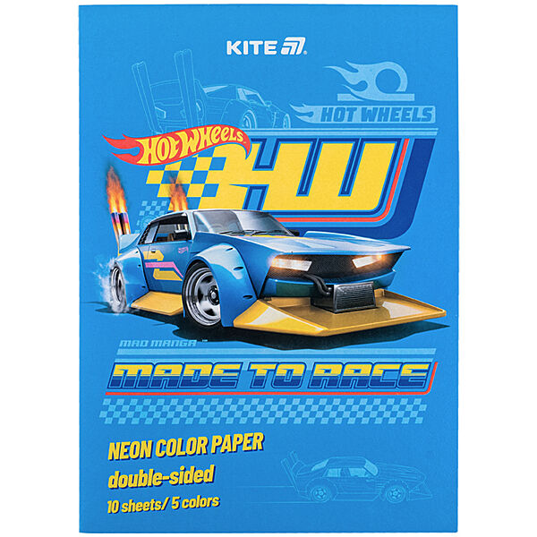 Папір кольоровий неоновий Kite Hot Wheels HW24-252, A4