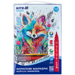 Маркери-пензлики акрилові Kite Creative K-1159, набір 12 шт.