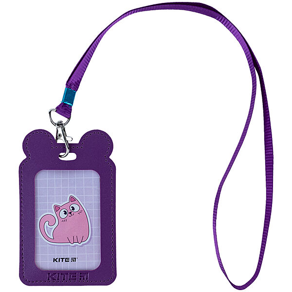 Бейдж вертикальний Kite K24-296-1, на шнурку, фіолетовий