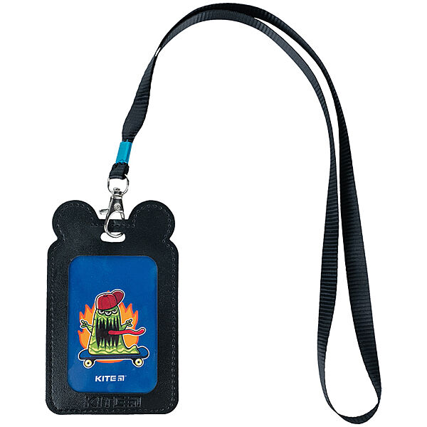 Бейдж вертикальний Kite K24-296-3, на шнурку, чорний