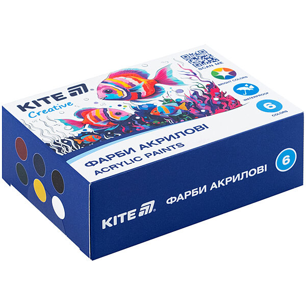 Фарби акрилові Kite Creative K-271, 6 кольорів, 20 мл