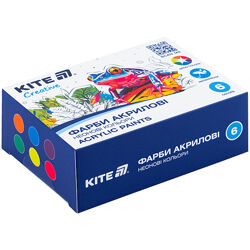 Фарби акрилові Kite Creative K-274, 6 неонових кольорів, 20 мл