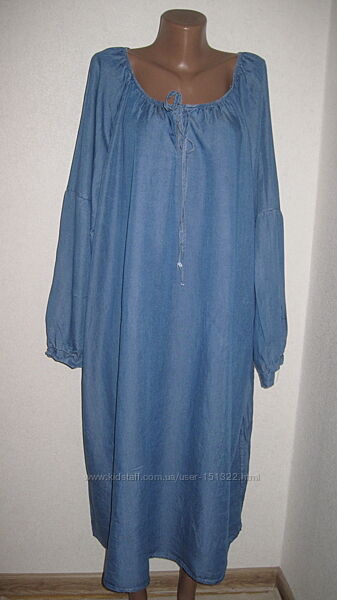 Синее платье из лиоцелла большой размер New Collection р-р24-26