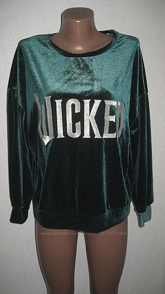 Зеленый велюровый свитшот Wicked размер 8-10 оверсайз