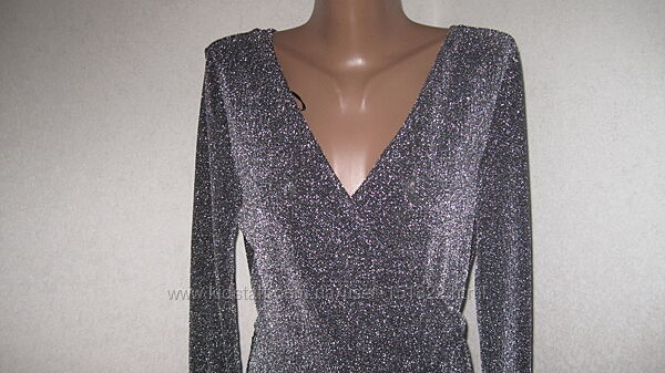 Вечернее платье с люрексом на запах Topshop размер 12