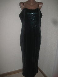 Темно-зеленое вечернее платье в пайетках Quiz размер18