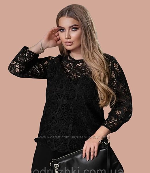 Блузка мереживо, чорна, м