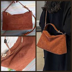 Сумка замша,  коричнева