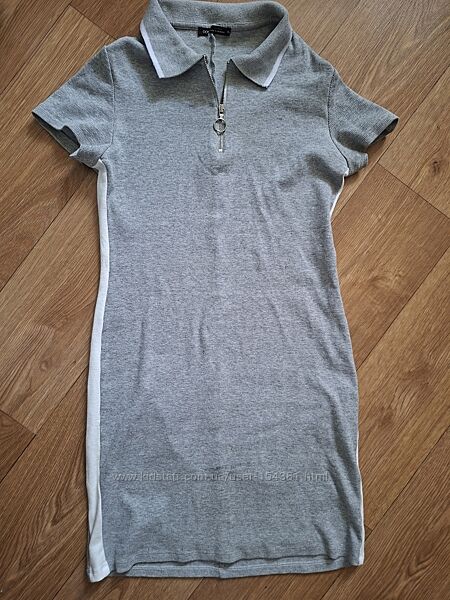 Трикотажное платье поло, Oodie серое / белое, р. s сукня