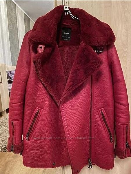 Дублянка бордовая, S Bershka тепла,  подовжена