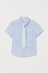 Нарядные голубые рубашки с галстуком от h&m рост 116  см 