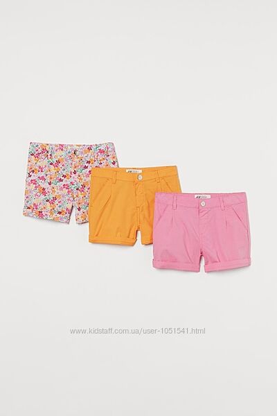 Хлопоковые цветные шорты h&m рост от 116 до 140 см цена за 1 шт