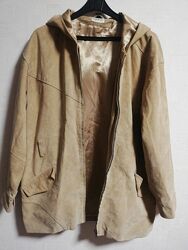 Замшевая парка, пальто прямого кроя с капюшоном М-Л 