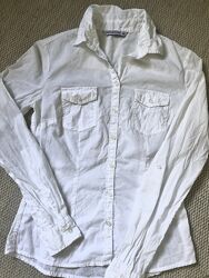 Terranova xs белая хлопковая рубашка классика