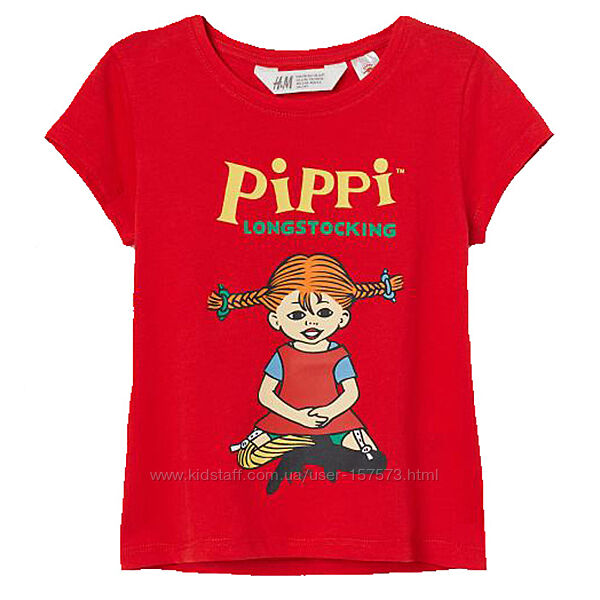 Дитяча футболка Pippi Longstocking H&M на дівчинку 10712
