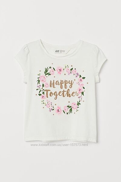Дитяча укорочена футболка Happy Together H&M для дівчинки 86728