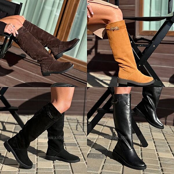 36-41 рр чоботи натуральна замша/шкіра чорний, шоколад, рудий.