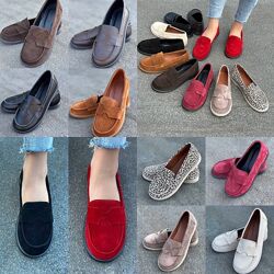 36-41 рр лофери натуральная замша/шкіра чорний, бежевий, капучино, коричнев