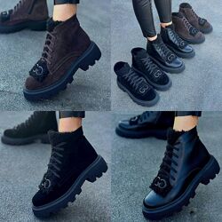 36-41 рр черевики демі/зима натуральна шкіра/замша чорний, коричневий