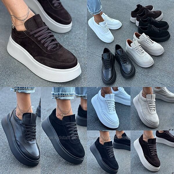 36-41 рр кросівки, кеди на платформі натуральна замша/шкіра чорний, бежевий