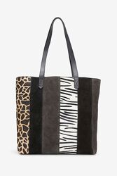 Фірмова замшева сумка шоппер з анімалістичним принтом Next