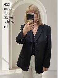 Чорний піджак вовна zara розмір l оригінал