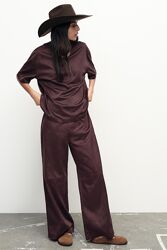 Костюм бургунді zara зі штанами палаццо розмір M та L